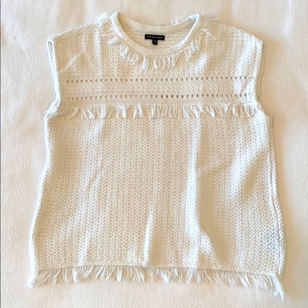 Who What Wear White Knit Sweater Top XSmall